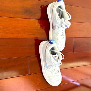 Nike air forces with metallic swoosh